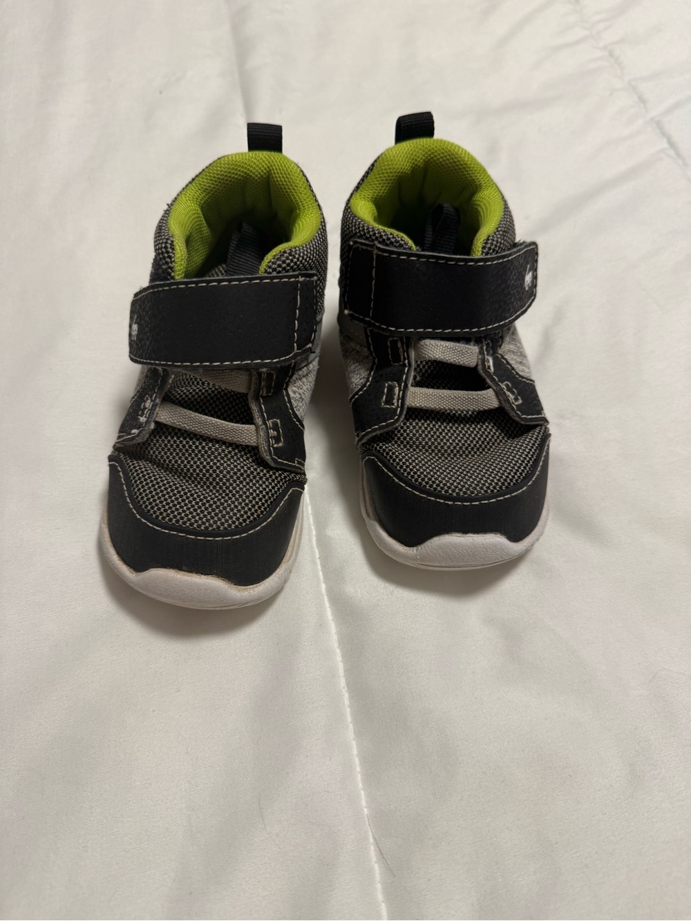 See Kai Run Black and Gray Sneakers with Lime Green Interior